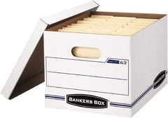 BANKERS BOX - 1 Compartment, 12-3/4" Wide x 10-1/2" High x 13-1/4" Deep, Storage Box - Corrugated Cardboard, White/Blue - Caliber Tooling