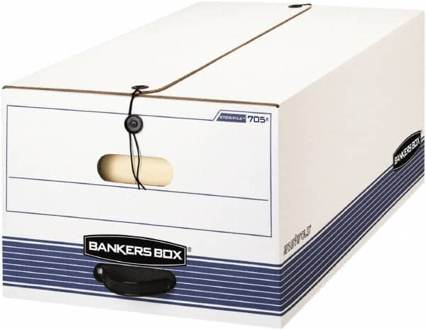 BANKERS BOX - 1 Compartment, 15-1/4" Wide x 10-3/4" High x 19-3/4" Deep, Storage Box - Corrugated Cardboard, White/Blue - Caliber Tooling