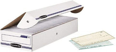 BANKERS BOX - 1 Compartment, 9-1/4" Wide x 4-1/8" High x 25" Deep, Storage Box - Corrugated Cardboard, White/Blue - Caliber Tooling