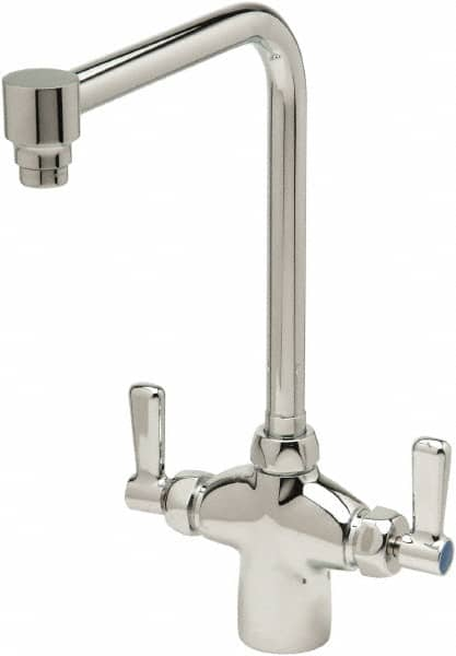 Zurn - Bent Riser, Two Handle, Chrome Plated Single Hole Mount, Laboratory Faucet - Lever Handle - Caliber Tooling