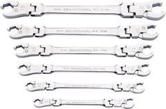 GearWrench - 9 x 11mm, Double End Head, Ratcheting Flare Nut Wrench - 7-3/4" OAL, Steel, Full Polish, 6 Points - Caliber Tooling