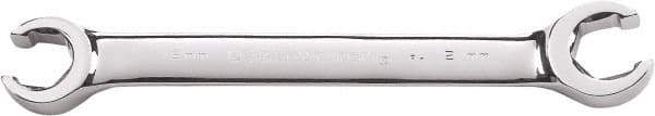 GearWrench - 19 x 21mm, Double End Head, Open End Flare Nut Wrench - 8-55/64" OAL, Steel, Full Polish, 6 Points - Caliber Tooling