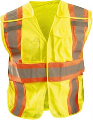 OccuNomix - Size L High Visibility Yellow Mesh Expandable Vest - 44 to 46" Chest, ANSI 107-2015, Hook & Loop Closure, 3 Pockets, Polyester - Caliber Tooling