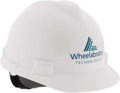 MSA - ANSI Type I, Class E Rated, 4-Point, Ratchet Adjustment Hard Hat - Blue, Standard Brim, Wheelbrator - Caliber Tooling