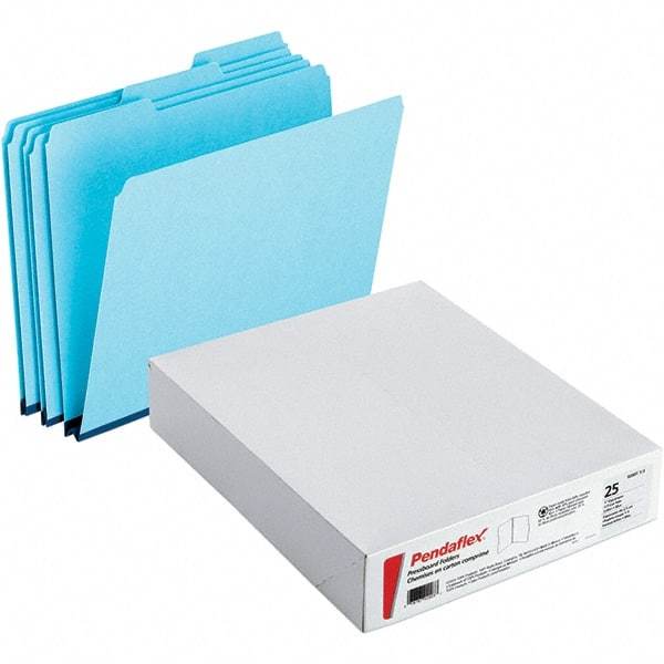 Pendaflex - 11-3/4 x 9-1/2", Letter Size, Blue, File Folders with Top Tab - Assorted Tab Cut Location - Caliber Tooling