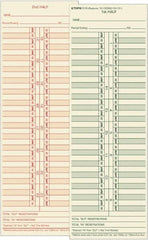 TOPS - 4-1/16" High x 11-1/8" Wide Bi-Weekly Time Cards - Use with Acroprint L34B, Cincinnati CH-131, Lathem CH-131, Simplex 10-100382, 1950-9631 - Caliber Tooling