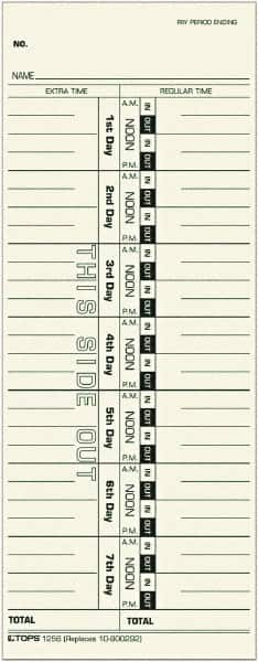 TOPS - 3-29/32" High x 9-39/64" Wide Weekly Time Cards - Caliber Tooling