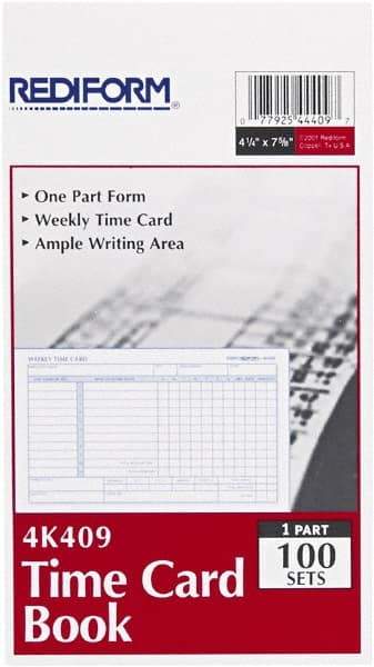 REDIFORM - 29/32" High x 4-13/64" Wide Weekly Time Cards - Use with Manual Time Record - Caliber Tooling