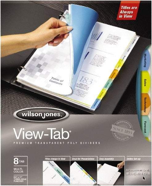 Wilson Jones - 11 x 8 1/2" 12 Tabs, 3-Hole Punched, Tab Divider - Multicolor Tabs, Multi-Color Folder - Caliber Tooling