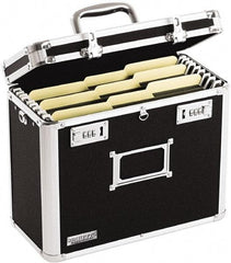 Vaultz - 1 Compartment, 13-3/4" Wide x 12-1/4" High x 7-1/4" Deep, Portable Storage Box - Aluminum, Chrome, PVC & Rubber, Black - Caliber Tooling