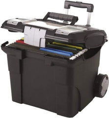 Storex - 1 Compartment, 15" Wide x 30" High x 16.38" Deep, Portable Storage Box - Metal & Plastic, Black - Caliber Tooling