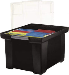 Storex - 1 Compartment, 18-1/2" Wide x 10-7/8" High x 14-1/4" Deep, Portable Storage Box - Plastic, Black/Clear - Caliber Tooling