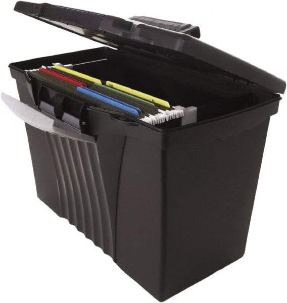 Storex - 1 Compartment, 14-1/2" Wide x 12" High x 10-1/2" Deep, File Storage Boxes - Plastic, Black - Caliber Tooling