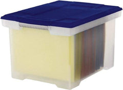 Storex - 1 Compartment, 18-1/2" Wide x 10-7/8" High x 14-1/4" Deep, Portable Storage Box - Plastic, Clear/Blue - Caliber Tooling