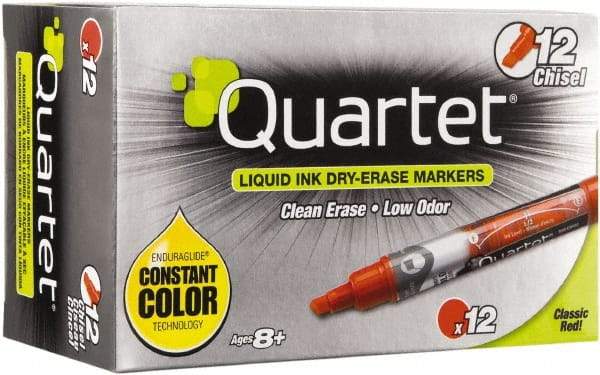 Quartet - Red, Chisel Tip, Dozen EnduraGlide Dry Erase Markers - For Use with Dry Erase Marker Boards - Caliber Tooling