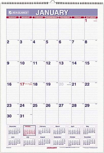 AT-A-GLANCE - 6 Sheet, 15-1/2 x 22-3/4", Ruled Blocks Wall Calendar - White - Caliber Tooling