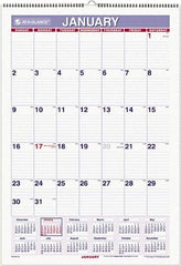 AT-A-GLANCE - 6 Sheet, 15-1/2 x 22-3/4", Ruled Blocks Wall Calendar - White - Caliber Tooling