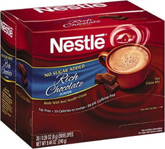 Nestle - No-Sugar-Added Hot Cocoa Mix Envelopes, Rich Chocolate, 0.28 oz Packet, 30/Box - Caliber Tooling