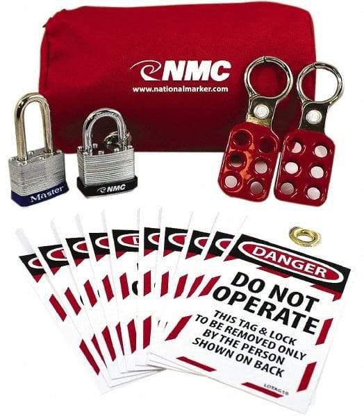 NMC - 5 Piece Lockout Tagout Kit - Keyed Differently, Comes in Pouch - Caliber Tooling