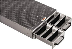 Jobox - 2 Compartment 2 Drawer Tool Cabinet - 24" Wide x 50" Deep x 6" High, Aluminum, Silver - Caliber Tooling