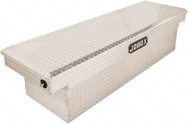 Jobox - 4 Compartment Crossover Truck Box - 70-1/8" Wide x 20-1/4" Deep x 18" High, Aluminum, Silver - Caliber Tooling