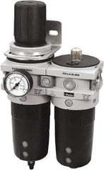 Parker - 1" NPT Port Heavy-Duty 2 Piece Filter/Regulator-Lubricator FRL Unit - Polypropylene Bowl, 340 SCFM, 254 Max psi, 13-1/2" High, Automatic Drain - Caliber Tooling