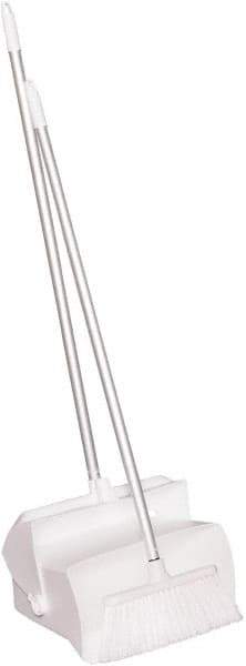 Remco - 14" Wide x 7-1/8" Deep x 47-1/2" High Upright Dustpan with Broom - Plastic Body, 37" Aluminum Handle, White - Caliber Tooling