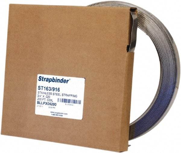 IDEAL TRIDON - Grade 304, Stainless Steel Banding Strap Roll - 5/8" Wide x 0.02" Thick - Caliber Tooling