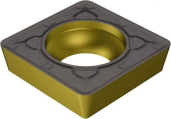 Sandvik Coromant - SCMT32.52 MR Grade 2220 Carbide Turning Insert - TiCN/AI2O3/TiN Finish, 90° Square, 3/8" Inscr Circle, 5/32" Thick, 1/32" Corner Radius - Caliber Tooling