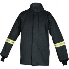 Oberon - Size L Arc Flash Coat - Black, Aramid, Zipper with Hook & Loop Flap Closure, 42" Chest - Caliber Tooling