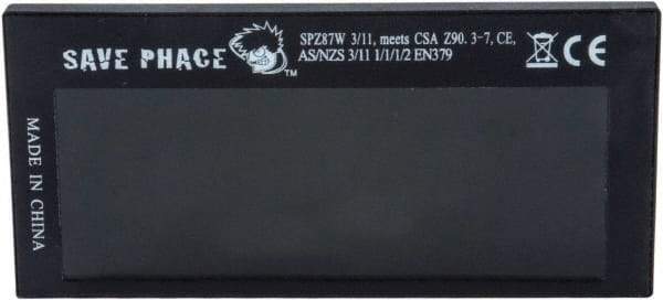 Save Phace - 3.74" Wide x 1.42" High, Lens Shade 3 to 11, Polycarbonate Auto-Darkening Filter - 1/4" Thick, Green, Inside Mount - Caliber Tooling