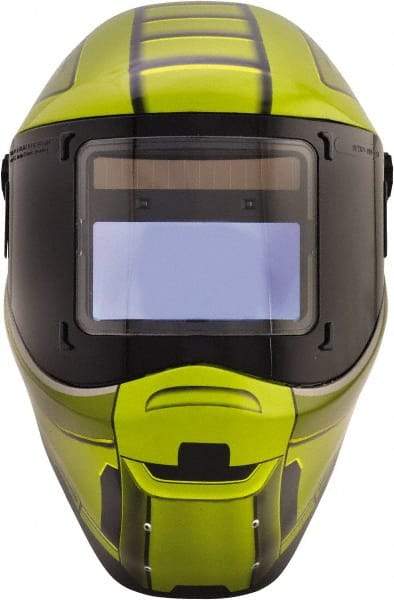 Save Phace - 4.33" Window Width x 3.54" Window Height, 3 to 10 Shade Auto-Darkening Lens, Fixed Front Welding Helmet - Green/Black, Nylon Green Lens - Caliber Tooling