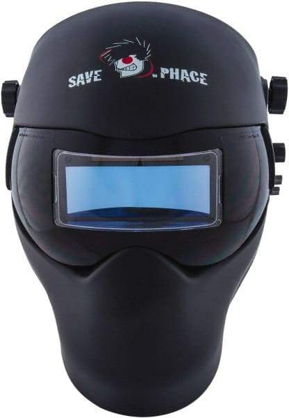 Save Phace - 3.74" Window Width x 1.38" Window Height, 4, 9 to 13 Shade Auto-Darkening Lens, Fixed Front Welding Helmet - Black, Nylon Green Lens - Caliber Tooling