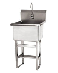 SANI-LAV - 24" Long x 24" Wide Inside, 1 Compartment, Grade 304 Stainless Steel ADA Hand Sink with Electronic Faucet - 14 Gauge, 27" Long x 27-1/2" Wide x 48" High Outside, 12" Deep - Caliber Tooling