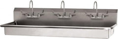 SANI-LAV - 65" Long x 16-1/2" Wide Inside, 1 Compartment, Grade 304 Stainless Steel (2) Person Wash-Station with Electronic Faucet - 16 Gauge, 68" Long x 20" Wide x 21-1/2" High Outside, 5-1/2" Deep - Caliber Tooling