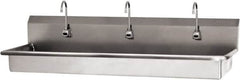 SANI-LAV - 65" Long x 16-1/2" Wide Inside, 1 Compartment, Grade 304 Stainless Steel (3) Person ADA Wash-Station with Electronic Faucet - 16 Gauge, 68" Long x 20" Wide x 21-1/2" High Outside, 5-1/2" Deep - Caliber Tooling