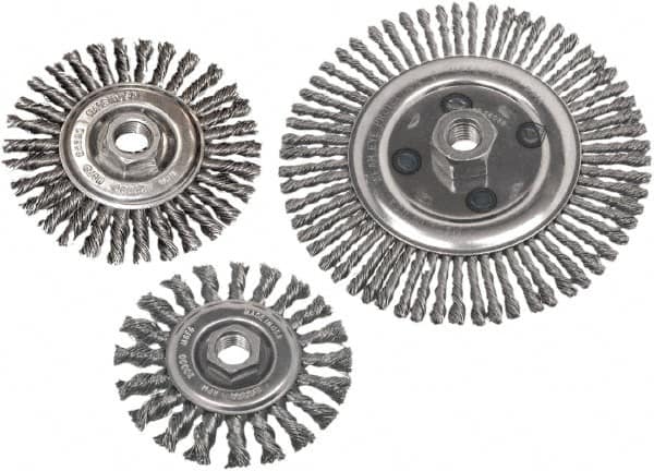 Camel Grinding Wheels - 6-1/2" OD, 5/8-11 Arbor Hole, Stringer Bead Steel Wheel Brush - 6-1/2" Face Width, 1-5/8" Trim Length, 0.02" Filament Diam - Caliber Tooling