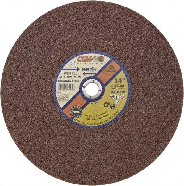 Camel Grinding Wheels - 14" 24 Grit Aluminum Oxide Cutoff Wheel - 5/32" Thick, 1" Arbor, 5,500 Max RPM - Caliber Tooling