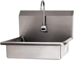 SANI-LAV - 19" Long x 15-1/2" Wide Inside, 1 Compartment, Grade 304 Stainless Steel Hand Sink Wall Mount with Electronic Faucet - 16 Gauge, 22" Long x 19" Wide x 20-1/2" High Outside, 5" Deep - Caliber Tooling