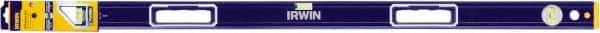 Irwin - Magnetic 48" Long 3 Vial Box Beam Level - Aluminum, Blue/Yellow, 1 Level & 2 Plumb Vials - Caliber Tooling