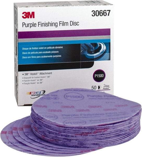 3M - 6" Diam, 1,500 Grit, Aluminum Oxide Hook & Loop Disc - Ultra Fine Grade, Coated - Caliber Tooling