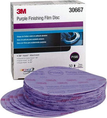 3M - 6" Diam, 1,500 Grit, Aluminum Oxide Hook & Loop Disc - Ultra Fine Grade, Coated - Caliber Tooling