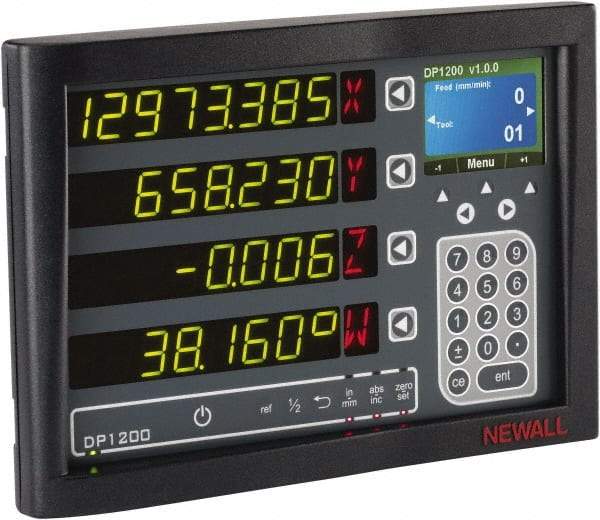 Newall - 2 Axis, 14" X-Axis Travel, 120" Z-Axis Travel, Lathe DRO System - 5µm/10µm Resolution, 10µm Accuracy, Digital Display - Caliber Tooling
