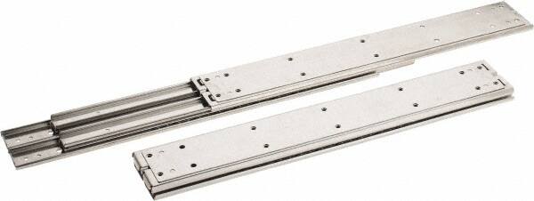 Sugatsune - 18" Slide Length, 18.56" Travel Length, Stainless Steel Ball Bearing Slide SSR-10 - 7/8" Wide, 2-3/4" High, 551 Lb Capacity at Full Extension, Satin Finish - Caliber Tooling