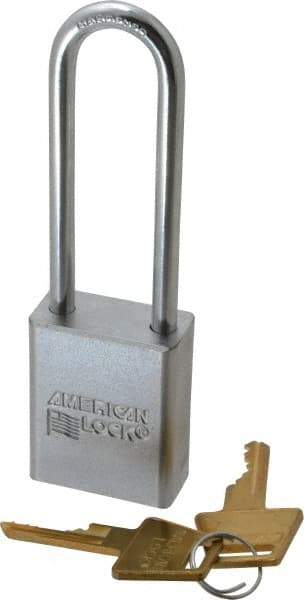 American Lock - 3" Shackle Clearance, Keyed Alike A5102 Padlock - 1/4" Shackle Diam, Steel - Caliber Tooling