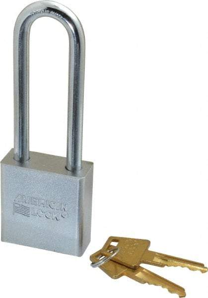 American Lock - 3" Shackle Clearance, Keyed Different A5202 Padlock - 5/16" Shackle Diam, Steel - Caliber Tooling