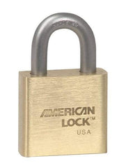 American Lock - 1-1/16" Shackle Clearance, Keyed Alike A5570 Padlock - 3/8" Shackle Diam, Steel & Brass, with Solid Extruded Brass Finish - Caliber Tooling