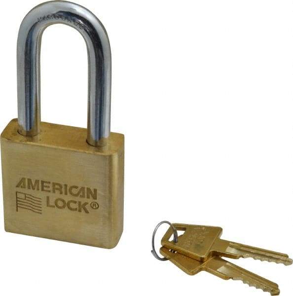 American Lock - 2" Shackle Clearance, Keyed Alike A5571 Padlock - 3/8" Shackle Diam, Steel & Brass, with Solid Extruded Brass Finish - Caliber Tooling