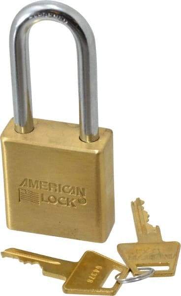 American Lock - 2" Shackle Clearance, Keyed Different A5561 Padlock - 5/16" Shackle Diam, Steel & Brass, with Solid Extruded Brass Finish - Caliber Tooling