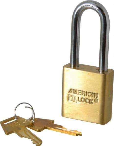 American Lock - 2" Shackle Clearance, Keyed Alike A5561 Padlock - 5/16" Shackle Diam, Steel & Brass, with Solid Extruded Brass Finish - Caliber Tooling